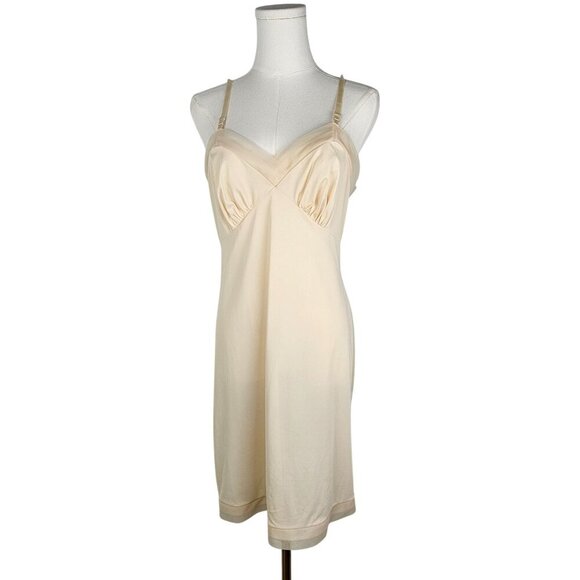 Vintage Vanity Fair Nylon Slip Dress 34 S Beige Made In USA - Picture 1 of 7